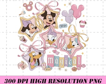 Retro Magical Pastel Coquette Disney Png, Mickey And Friends Tee, Disney Aesthetic Png, Disney Vacation Png, Disney Girls Trip Png