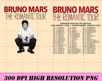 Romantic Tour 2026 PNG Bundle, Vintage Concert Shirt Design, New Show Added Tour Graphic, Music Fan Gift Digital Download