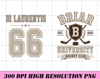 Briar University Hawks PNG, Diseño de camiseta de hockey, Est. 2015 Di Laurentis 66 Tee, Sports Romance Descarga digital