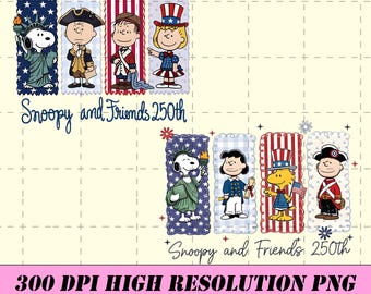 Snoop and Friends 250th PNG, Patriotic Cartoon USA Independence Day Design, 4th of July Shirt Sublimation PNG