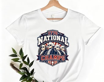 White Graphic Shirt with Founding Fathers in Sunglasses Print, Funny Fourth of July Patriotic Design,Everyday Wear