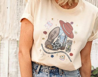 Sombrero de vaquera, detalles del número 13 de la suerte y pulseras de la amistad, estilo country Swiftie para conciertos y uso diario.