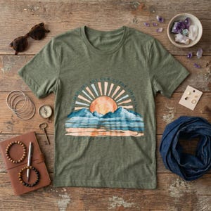 Soft Cotton Sunrise Scripture Tee | “His Mercies Are New Every Morning” Watercolor Christian Graphic Shirt