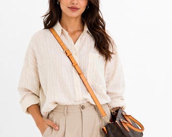 Personalized honey vachetta (tan) Leather Bag Strap | Adjustable Crossbody Shoulder Replacement Strap.