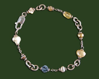 Sterling Bracelet with Pearls and Glass Beads