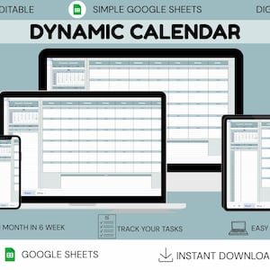 Simple Dynamic Google Sheets Calendar: Task Tracker, Monthly Planner (Digital Download)