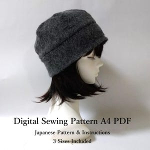 Patrón de costura en PDF para gorro de punto de mujer - 3 tallas (S, M, L) - Patrón de sombrero para mujer - Patrón de costura japonés profesional