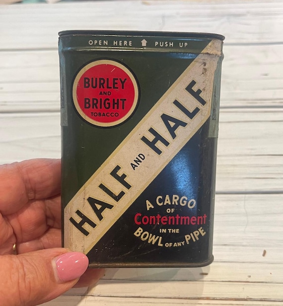 burley tobacco cigarettes Vintage Half and Half Tobacco Tin, Burley and Bright Tobacco, Cigarette  Tobacco Tin Collectable From the 1950s Empty
