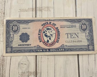 Geoffrey Money 10 Dollar Vintage 1996 Series Toys R Us Gift Certificate