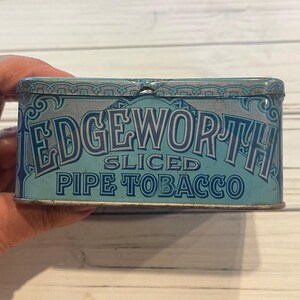 Vintage Edgeworth Sliced Pipe tobacco Tin box, Larus & Bros, Stamp on top Canada 1948, Collectable Tin