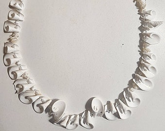 White Shell and Mother of Pearl Handmade "Music for a Sushi Restaurant" Necklace