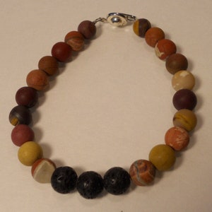 Mookaite and Lava Rock Handmade Bracelet