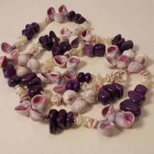Purple Coral Shell Howlite and Mother of Pearl Handmade Necklace