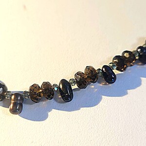 Peacock Pearl and Smokey Quartz Handmade Necklace
