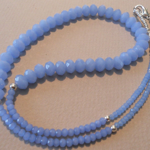 Faceted Crystal Wedgewood Blue Handmade Necklace