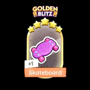 Monopatín - Golden Blitz - Pegatina Monopoly GO X Posh Pets