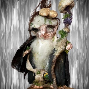 Hollowthorn| Woodland Elder Fairy Figurine | OOAK Handmade Clay Sculpture | Moonroot Hollow Resident MH-008