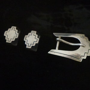 Belt Buckle Mike Platero Navajo Sterling Silver Belt Buckle with Belt Keepers
