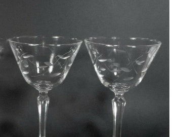 Libbey Windswept Set di 2 Champagne Alto Sherbet Martini Vetro 60s