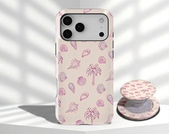 Vintage Seashell Pattern Phone Case, Beachy Tropical Phone Case, summer phone case, iPhone 17 16 15 14 13 12 Pro Max X XS, Samsung S26 Ultra