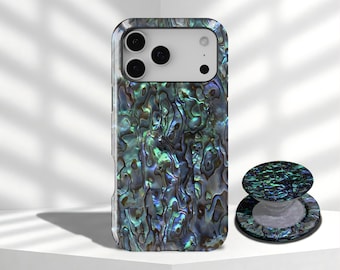 Abalone Shell Design Phone Case For iPhone 17 16 15 14 13 12 11 Pro Max, Samsung Galaxy S26 S25 S24 S23 Ultra, Natural Abalone Shell