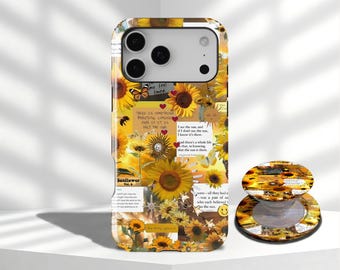 Sunflower Collage Cute Butterfly Yellow Retor Aesthetic Art Phone Case For iPhone 17 16 15 14 13 12 11 Pro Max,Samsung Galaxy S26 S25 Ultra