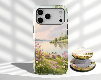 Vintage Autumn Farm Picnic Animal Floral Chicken Duck Phone Case For iPhone 17 16 15 14 13 12 11 Pro Max, Samsung Galaxy S26 S25 S24 Ultra