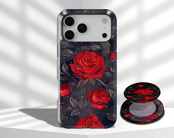 Rose Floral Artwork Phone Case Beautiful Romantic Art Phone Cover for iPhone 17 16 15 14 13 12 11 Pro Max, Samsung Galaxy S26 S25 S24 Ultra