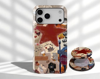 Retro Whimsy Artistic Collage Autumn Maple Leaves Phone Case Aesthetic Case For iPhone 17 16 15 14 13 12 11 Pro Max,Samsung Galaxy S26 Ultra