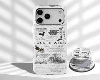 Fourth Wing Phone Case, Black and Gold Marble Phone Case, Bookish, iPhone 17 16 15 14 13 12 11 Pro Max, Samsung Galaxy S26 S25 S24 S23 Ultra