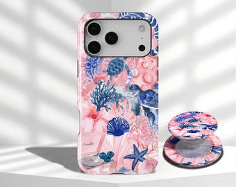 Summer Sea Life Flower Collage Phone Case,Ocean Vintage Cover For iPhone 17 16 15 14 13 12 11 Pro Max, Samsung Galaxy S26 S25 S24 S23 Ultra