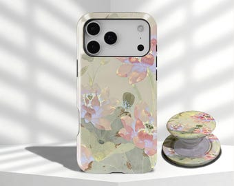 Lotus Stained Floral Spiritual Zen Botanical Art Aesthetic Phone Case For iPhone 17 16 15 14 13 12 11 Pro Max, Samsung Galaxy S26 S25 Ultra