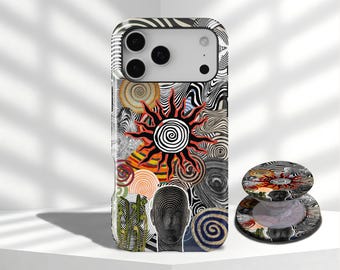 Hypnotic Swirl Stripes Phone Case, Abstract Retro Pattern Cover For iPhone 17 16 15 14 13 12 11 Pro Max,Samsung Galaxy S26 S25 S24 S23 Ultra