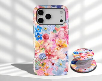 Pretty Watercolor Flowers Phone Case,Retro pansies, lilies floral Cover For iPhone 17 16 15 14 13 12 11 Pro Max,Samsung Galaxy S26 S25 Ultra