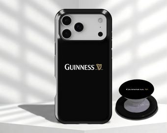 Guinness Phone Case Black Gold Irish, Pint Pattern Phone Case, iPhone 17 16 15 14 13 12 11 Pro Max, Samsung Galaxy S26 S25 S24 S23 Ultra