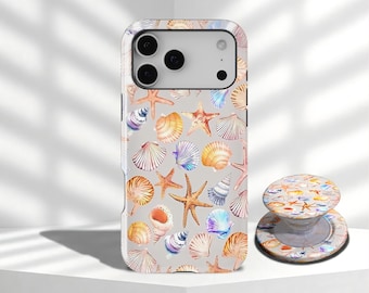 Vintage Seashell Pattern Phone Case, Beachy Tropical Phone Case, summer phone case, iPhone 17 16 15 14 13 12 Pro Max X XS, Samsung S26 Ultra