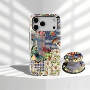 Retro Whimsy Artistic Collage Phone Case, Patchwork Aesthetic Cover For iPhone 17 16 15 14 13 12 11 Pro Max,Samsung Galaxy S26 S25 S24 Ultra