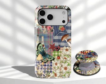 Retro Whimsy Artistic Collage Phone Case, Patchwork Aesthetic Cover For iPhone 17 16 15 14 13 12 11 Pro Max,Samsung Galaxy S26 S25 S24 Ultra