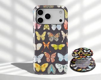 Retro Butterfly Floral Collage Phone Case,Dreamy Vintage Floral Art Cover iPhone 17 16 15 14 13 12 11 Pro Max, Samsung Galaxy S26 S25 Ultra