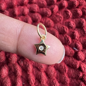 18K Yellow Gold Star Diamond Charm Pendant, Handmade Bridal Jewelry