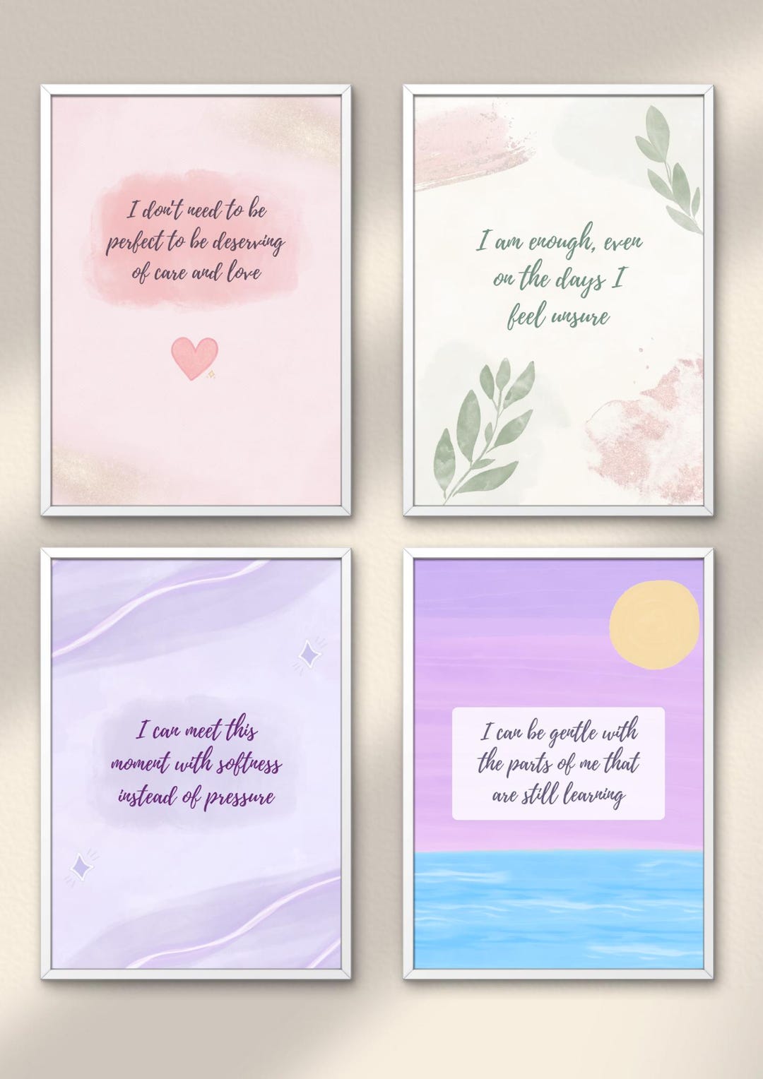 Soft Pastel Affirmation Prints Bundle • Calm Minimalist Wall Art Set ...