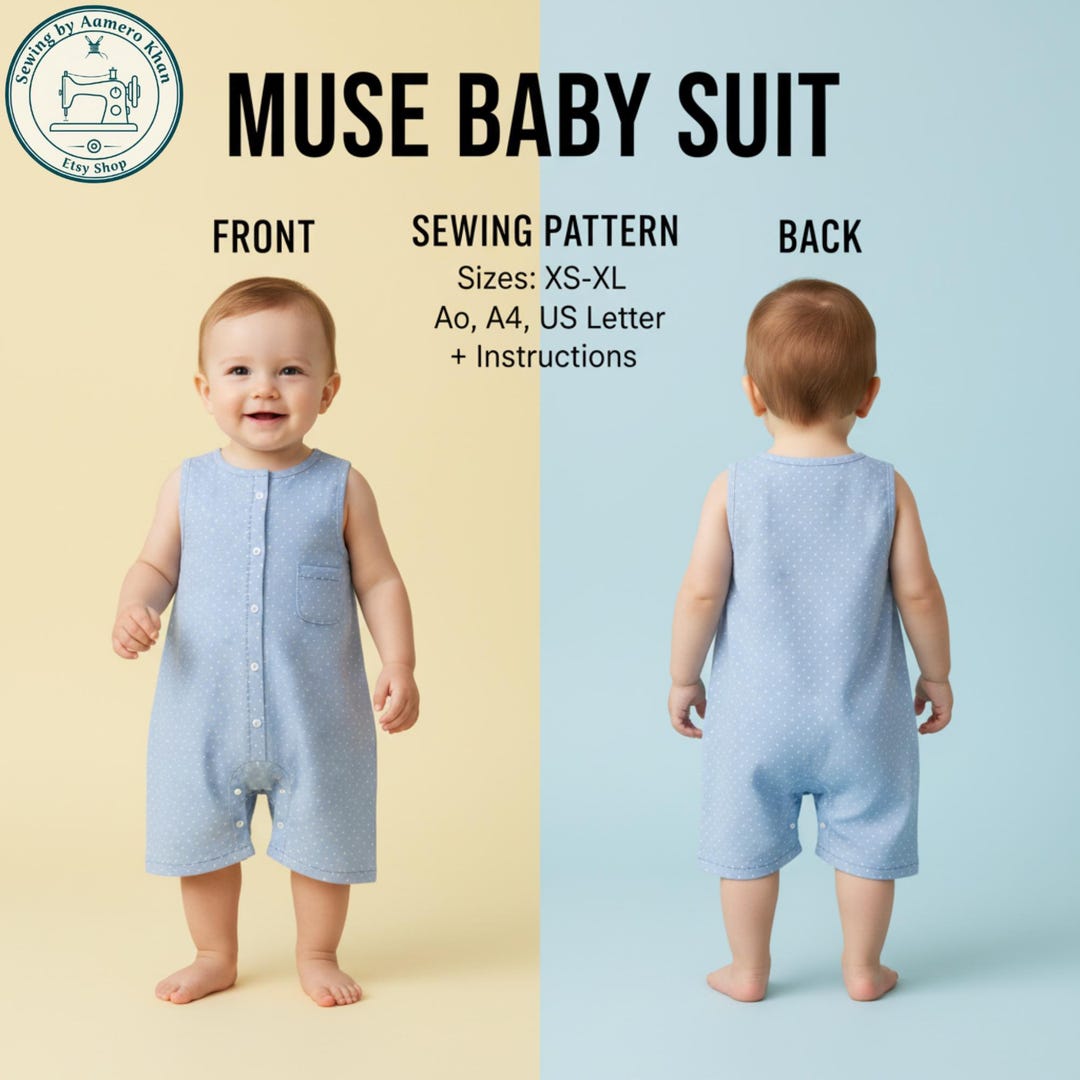 Baby Romper Sewing Pattern PDF, Sleeveless Playsuit Pattern, Infant ...