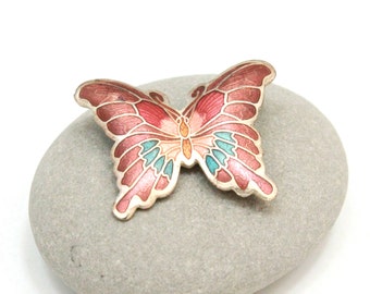 Sale! Vintage Butterfly Brooch,Butterfly Pin, Copper Colored Enamel, 1970's
