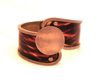 Vintage Bracelet, Clamp Style, Faux Tortoise-Shell and Metal, Unique 1960's