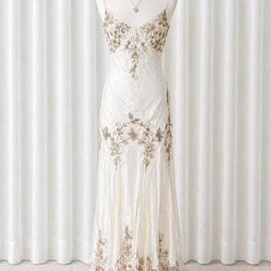y2k vintage adrianna papell ivory slip dress image 1