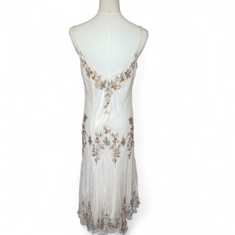 y2k vintage adrianna papell ivory slip dress image 5