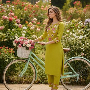 Olive Green Floral Dress - Etsy