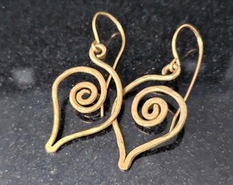 Heart Scroll Wire Earrings