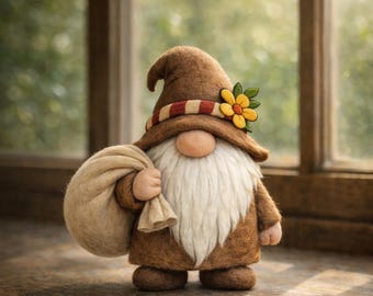 Muñeco de gnomo de fieltro hecho a mano, gnomo escandinavo Tomte, linda figura de gnomo nórdico, regalo de decoración para el hogar con un toque de fantasía.