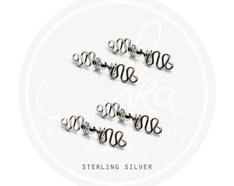 Swirly bow mini Loc Jewelry, pack of 4, Sterling Silver loc jewelry, accessories, hair ornament, will fit Sisterlocks™ or microlocs